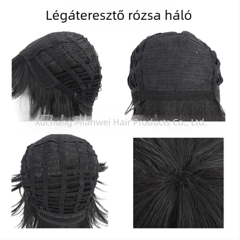 COS paróka szerepjátékhoz – rövid egyenes frufni, hőálló rost, szerepjáték stílus