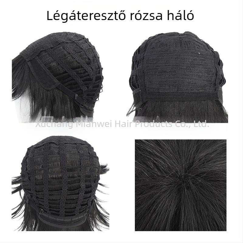 COS paróka szerepjátékhoz – rövid egyenes frufni, hőálló rost, szerepjáték stílus