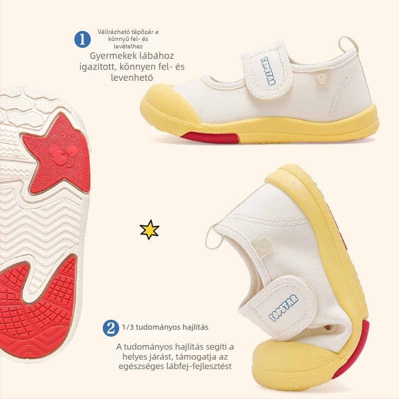 Topstar Gyerekeknek készült alacsony profilú vászoncipő - Velcro zárás, légáteresztő, TPR talp (Koreai stílus, 1–6 évesek)