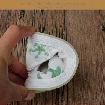 Tigrisfejű vászoncipő kisgyermekeknek, pamut felsőrész és talp, lélegző Hanfu-stílusú, lányoknak 1–3 éves korig