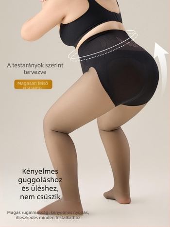 Plus-size fekete leggings nőknek, félig átlátszó hatású, vékonyak tavasszal és ősszel, fleece béléssel, nagy méretben, melegek őszre és télre