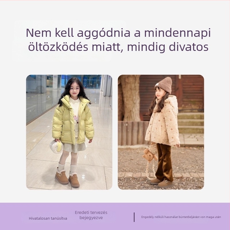 Gyerekek téli hócsizmái, nubuk felsőrésze, gumírozott talp, középmagasságú szár, textilbetét