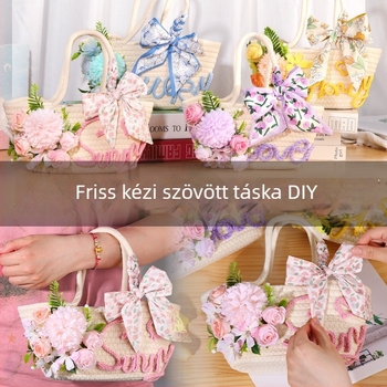 DIY készlet szövött virágos táskához — Fresh and Sweet stílus, pamut anyag, 2025 tavasz, mindennapi használat