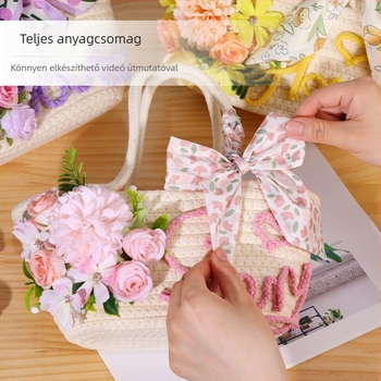 DIY készlet szövött virágos táskához — Fresh and Sweet stílus, pamut anyag, 2025 tavasz, mindennapi használat