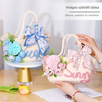 DIY készlet szövött virágos táskához — Fresh and Sweet stílus, pamut anyag, 2025 tavasz, mindennapi használat