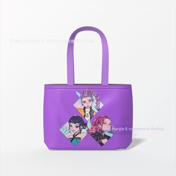 Vászon váll-táska K-Pop Hunter Girl Group DIY nyomtatott panelekkel, dupla pánt, laptop- és kamerarekesz
