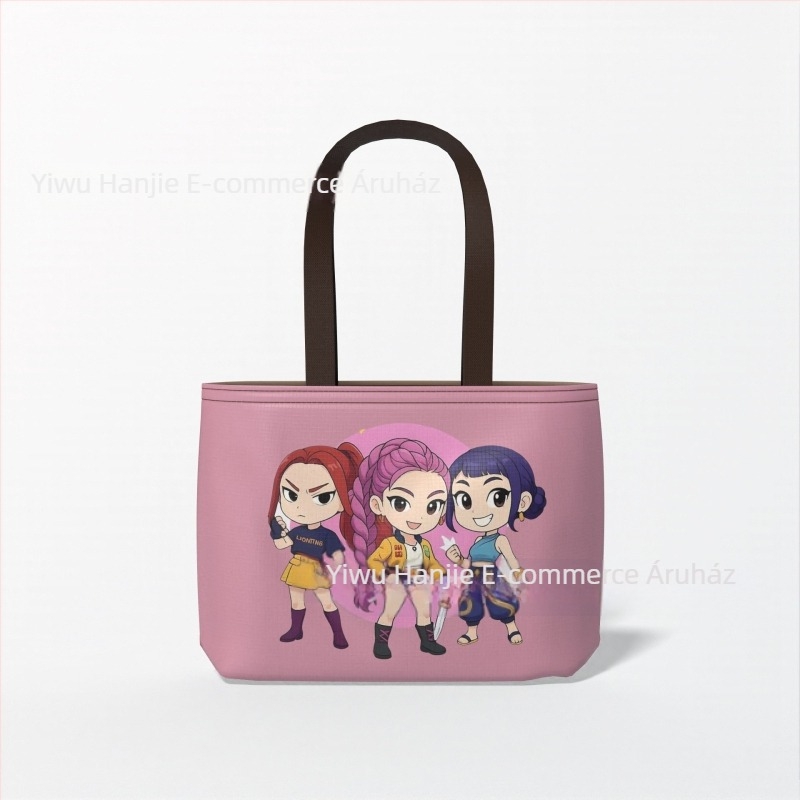 Vászon váll-táska K-Pop Hunter Girl Group DIY nyomtatott panelekkel, dupla pánt, laptop- és kamerarekesz