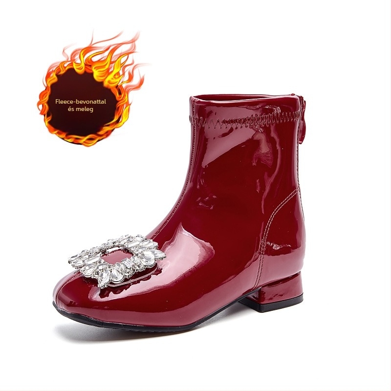 Lányoknak szóló Martin csizma, 7–12 éveseknek, oldalsó cipzár, alacsony szár, PU belső talp, gumitalp