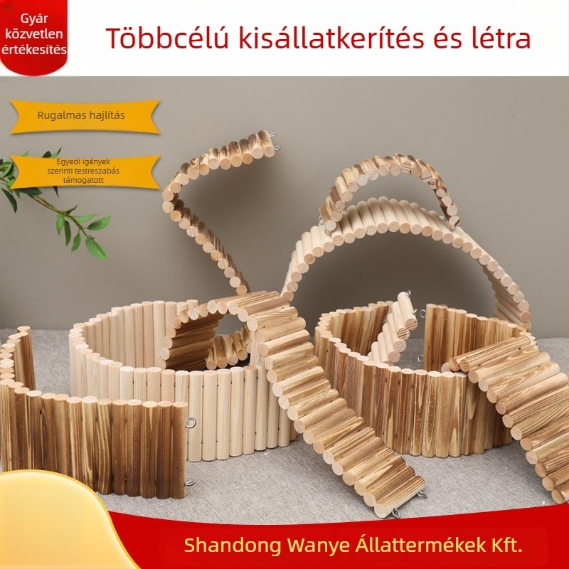 Masszív fából készült hörcsög élőhely kerítés létrával