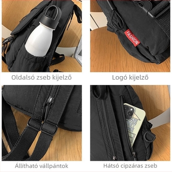 Mellkas táska uniszex, multifunkcionális sporttáska nylonból, minimalista luxus stílus, kapacitás 20 L alatt, légpárnás vállpánt