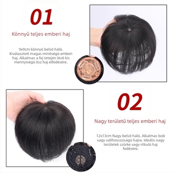Női hajpótló darab, egyenes haj, valós emberi hajból, modell Hand Needle Straight Hair Block, nem festhető és nem dauerolható