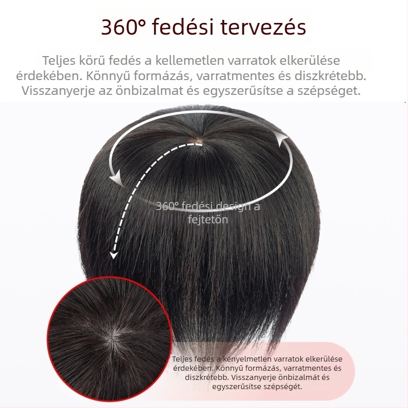 Női hajpótló darab, egyenes haj, valós emberi hajból, modell Hand Needle Straight Hair Block, nem festhető és nem dauerolható