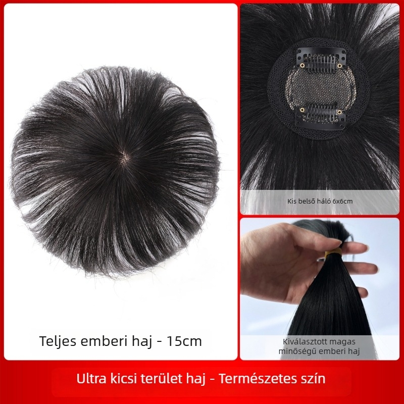 Női hajpótló darab, egyenes haj, valós emberi hajból, modell Hand Needle Straight Hair Block, nem festhető és nem dauerolható