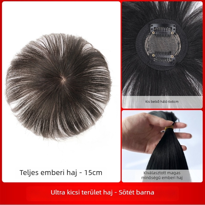 Női hajpótló darab, egyenes haj, valós emberi hajból, modell Hand Needle Straight Hair Block, nem festhető és nem dauerolható