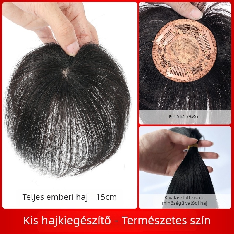 Női hajpótló darab, egyenes haj, valós emberi hajból, modell Hand Needle Straight Hair Block, nem festhető és nem dauerolható