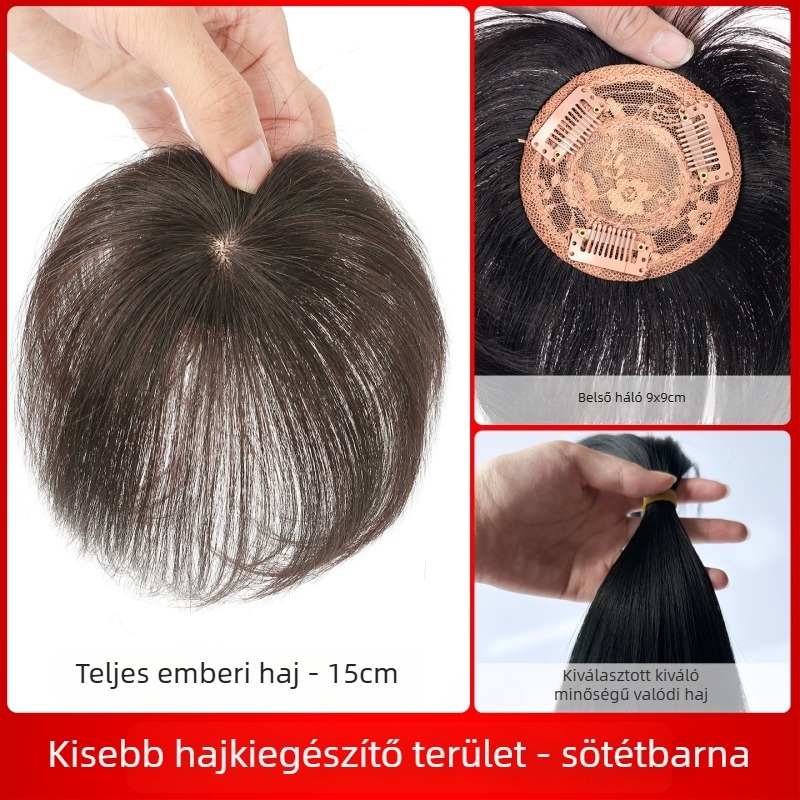 Női hajpótló darab, egyenes haj, valós emberi hajból, modell Hand Needle Straight Hair Block, nem festhető és nem dauerolható