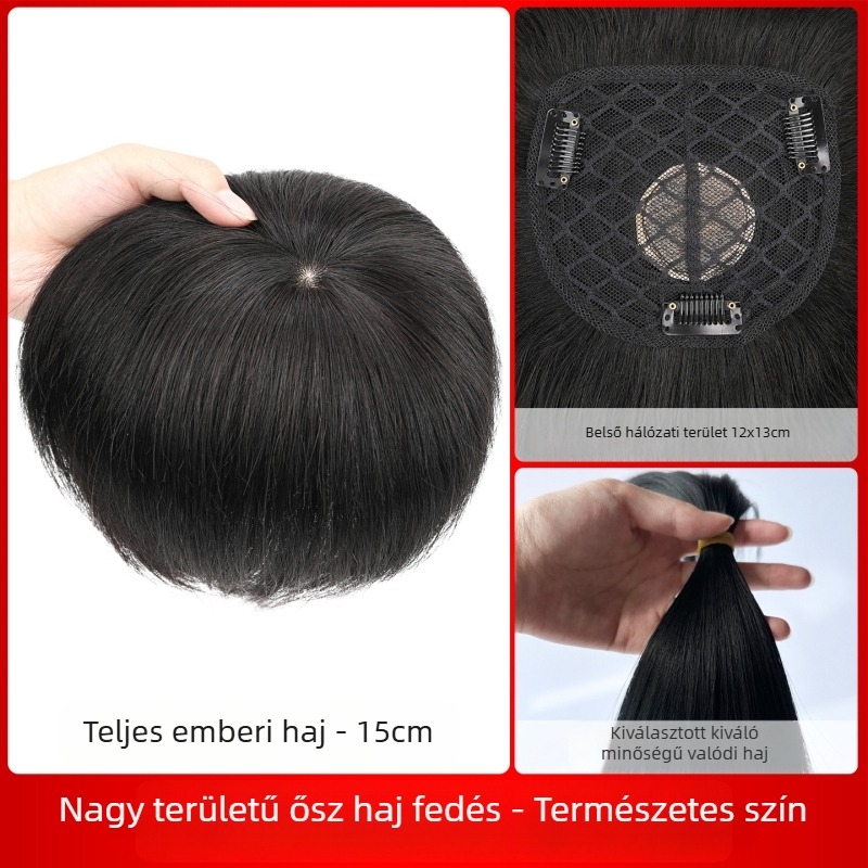 Női hajpótló darab, egyenes haj, valós emberi hajból, modell Hand Needle Straight Hair Block, nem festhető és nem dauerolható