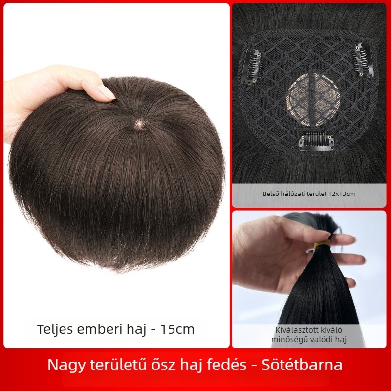 Női hajpótló darab, egyenes haj, valós emberi hajból, modell Hand Needle Straight Hair Block, nem festhető és nem dauerolható