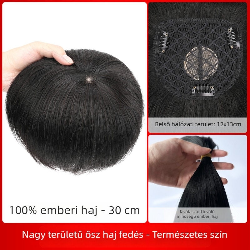 Női hajpótló darab, egyenes haj, valós emberi hajból, modell Hand Needle Straight Hair Block, nem festhető és nem dauerolható