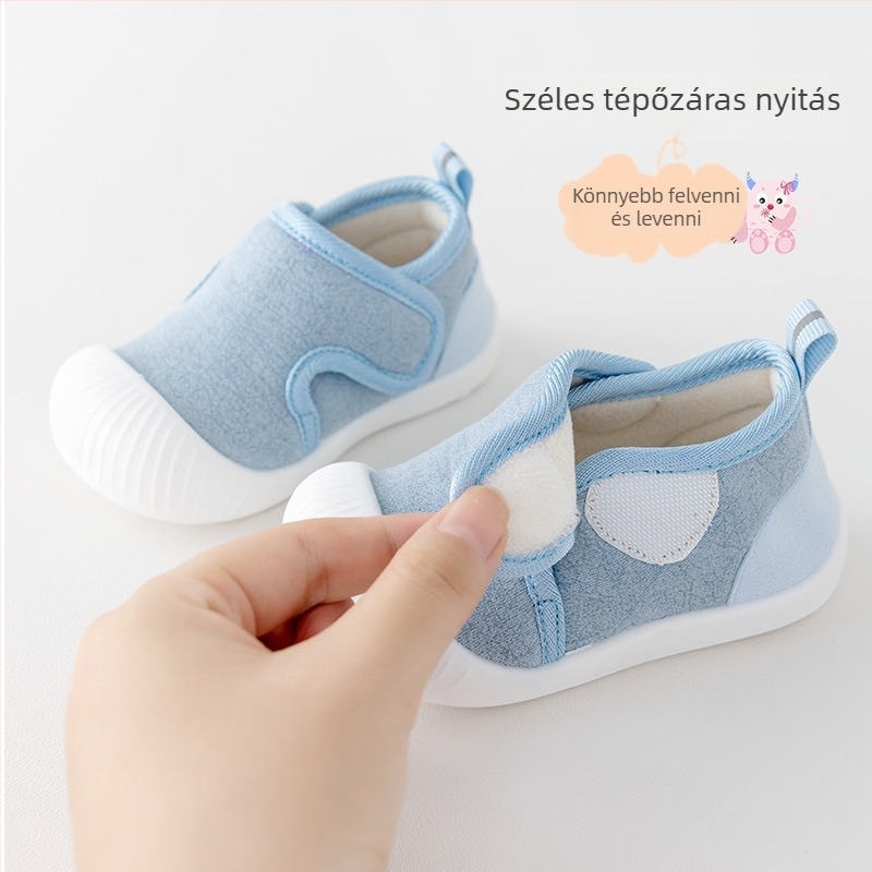 Baba járócipő pamutból, nylon felsővel, ősz-tél, csúszásmentes, meleg és kényelmes