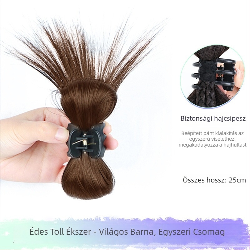 Y2K paróka copfákkal, hajcsatokkal, kettős lófarok, copf-stílus boksz, magas hőmérsékletű szál, mechanikus feldolgozás