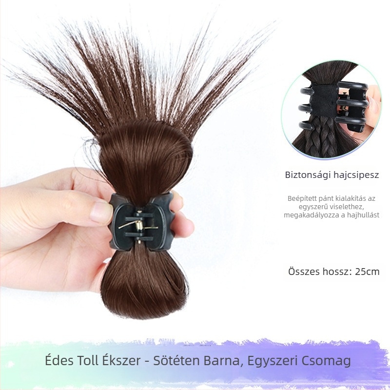 Y2K paróka copfákkal, hajcsatokkal, kettős lófarok, copf-stílus boksz, magas hőmérsékletű szál, mechanikus feldolgozás