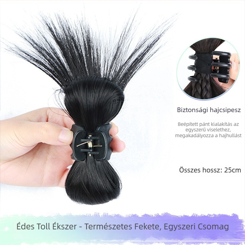 Y2K paróka copfákkal, hajcsatokkal, kettős lófarok, copf-stílus boksz, magas hőmérsékletű szál, mechanikus feldolgozás