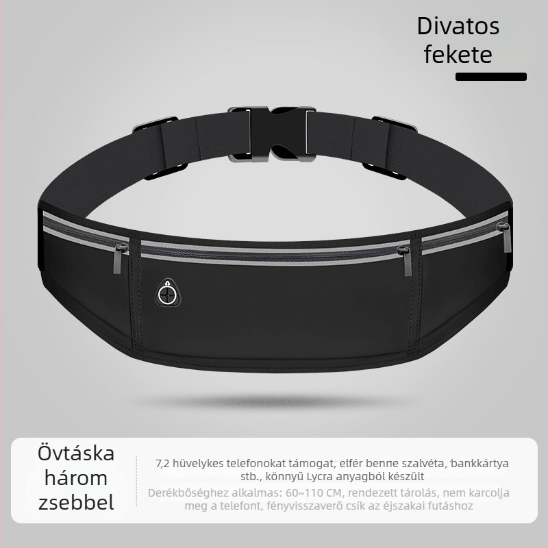 Unisex Lycra futó deréktáska vízálló rejtett zsebbel, szabadtéri sportokhoz