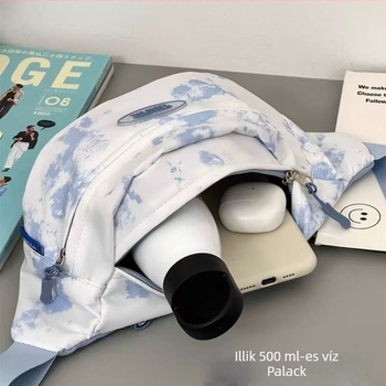 2025-ös japán-stílusú és koreai-stílusú tie-dye válltáska diákoknak, Oxford anyag, tavasz 2025, cipzár, telefon zseb