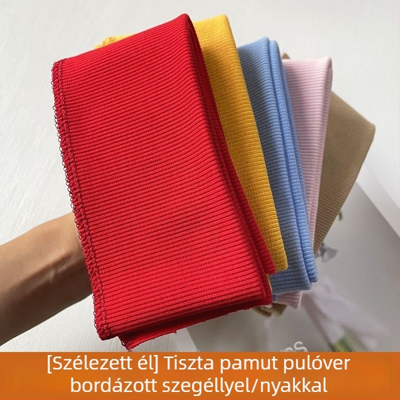 Pamutból készült rugalmas bordázott anyagú pulóver, bordázott mandzsetta és nyak, terhességi pocak támogatás, kötött bordázott szegély