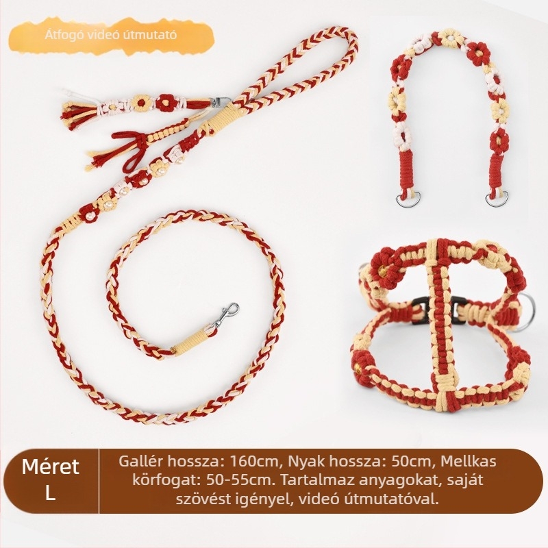 DIY kutyapóráz készlet – kézműves kötés, pamut, univerzális használat, karácsonyi kiadás, laza stílus