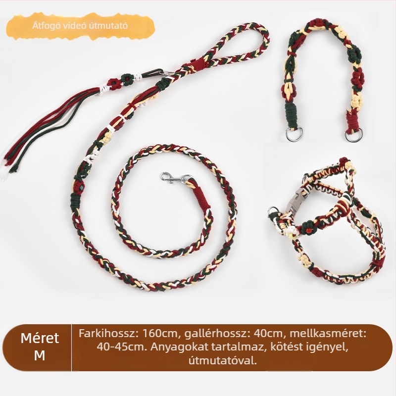 DIY kutyapóráz készlet – kézműves kötés, pamut, univerzális használat, karácsonyi kiadás, laza stílus