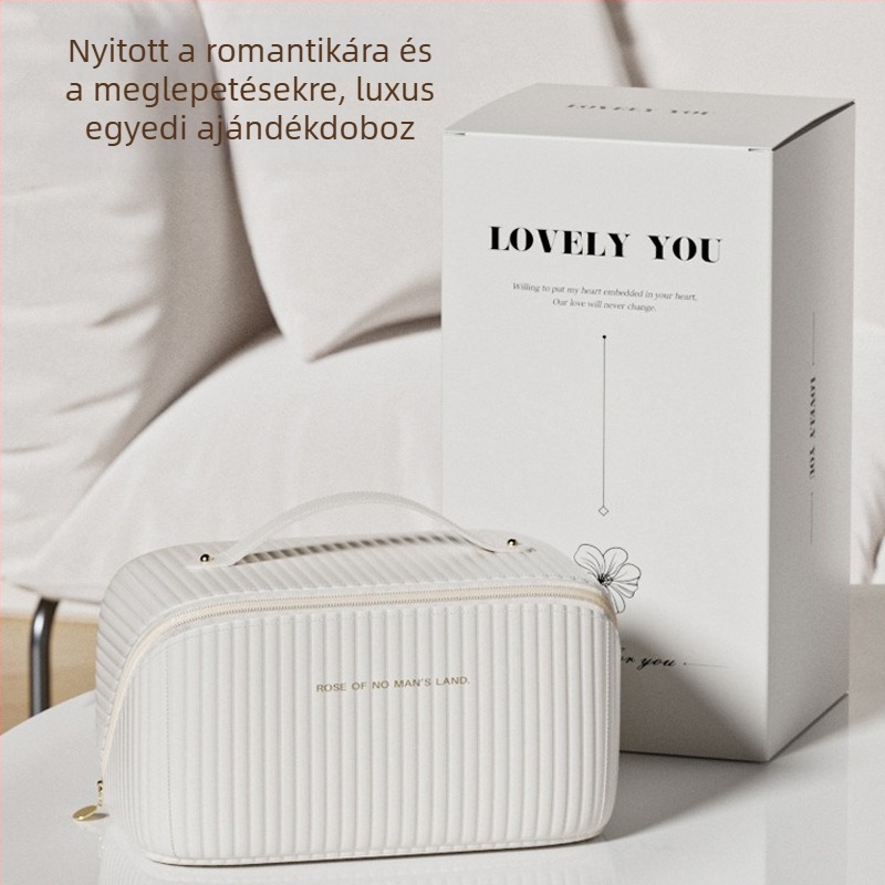 PU bőrből készült kozmetikai tároló táska, hordozható elválasztott rekeszekkel, ultra könnyű, nagy kapacitású