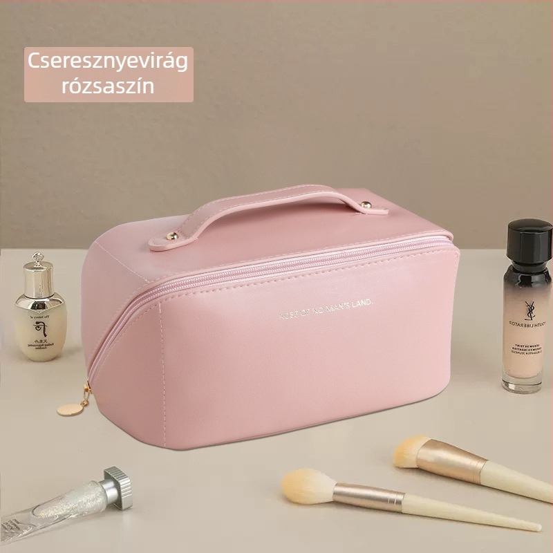 PU bőrből készült kozmetikai tároló táska, hordozható elválasztott rekeszekkel, ultra könnyű, nagy kapacitású