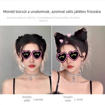 Macska fülű copfos paróka, clip-on, hőálló rostok