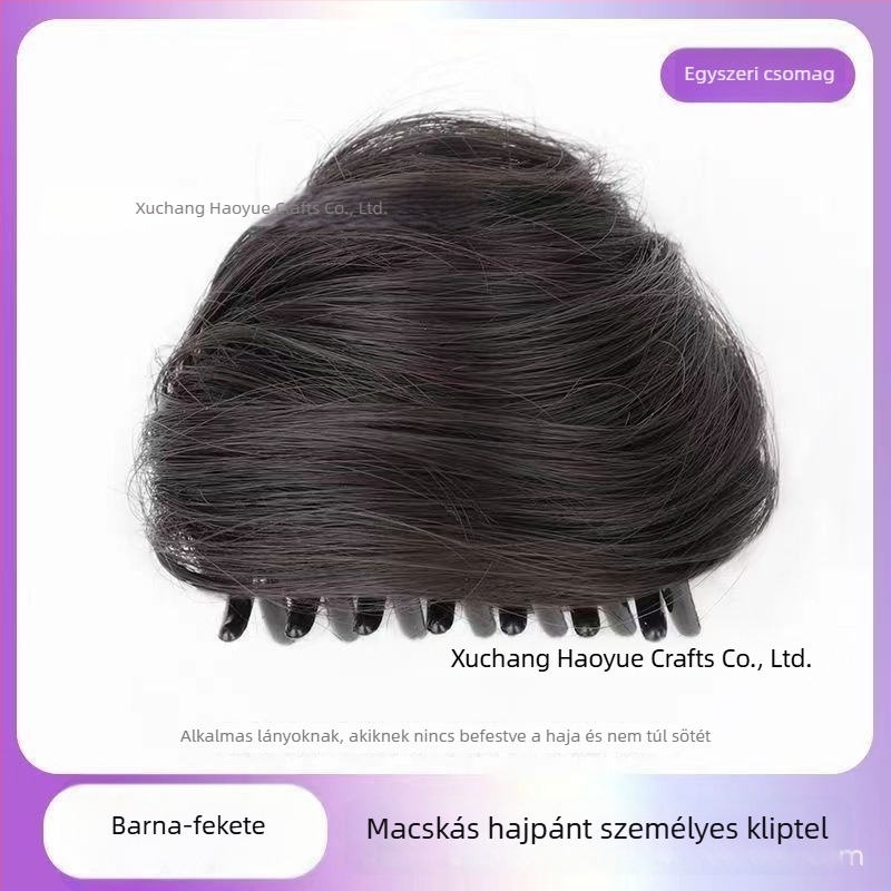 Macska fülű copfos paróka, clip-on, hőálló rostok