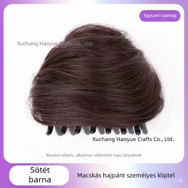 Macska fülű copfos paróka, clip-on, hőálló rostok