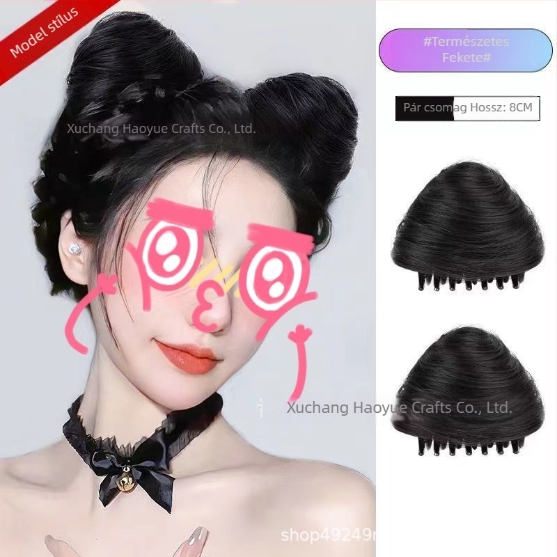 Macska fülű copfos paróka, clip-on, hőálló rostok