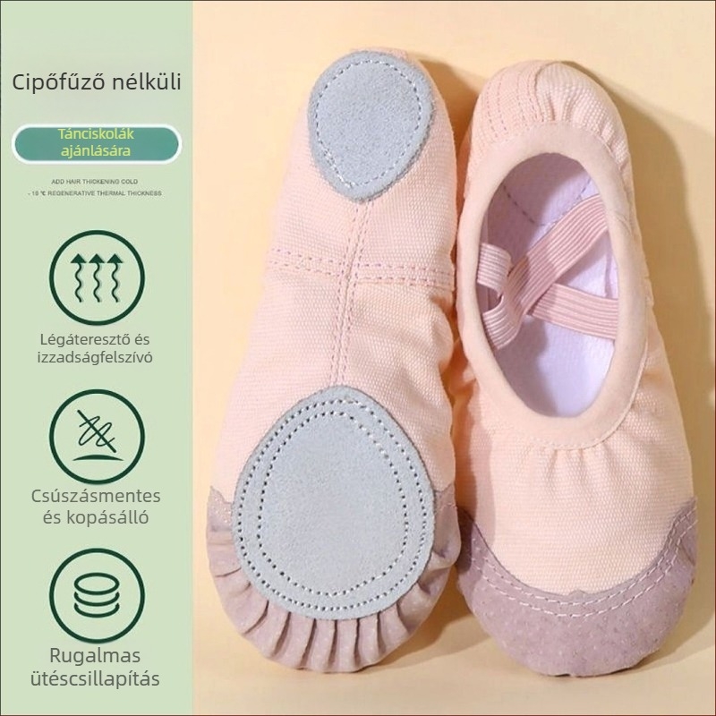 Mengwei Latin tánc cipők lányoknak - kínai stílus, pekingi opera, puha talp, pamut felső rész, 7–12 éveseknek