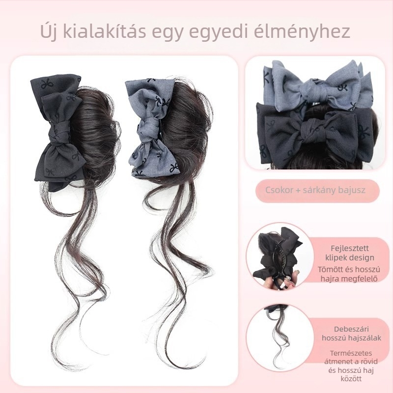 Póni farkú paróka – modell Bow tie gripper dragon whiskers, kézzel készített, hajanyag: fehérje szál / flange szál, megfelelő minden bőrtónushoz és arcformához