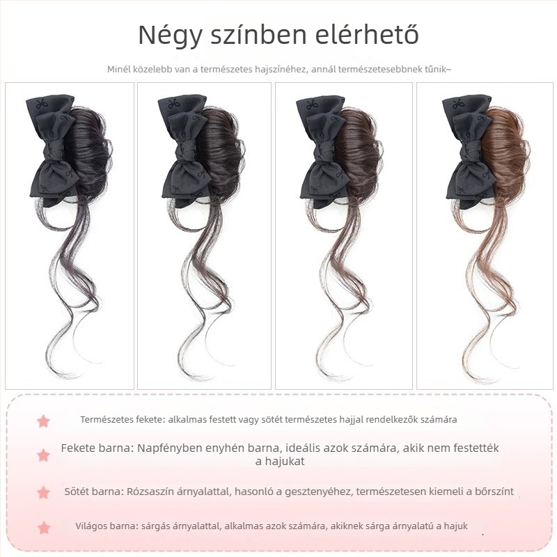 Póni farkú paróka – modell Bow tie gripper dragon whiskers, kézzel készített, hajanyag: fehérje szál / flange szál, megfelelő minden bőrtónushoz és arcformához
