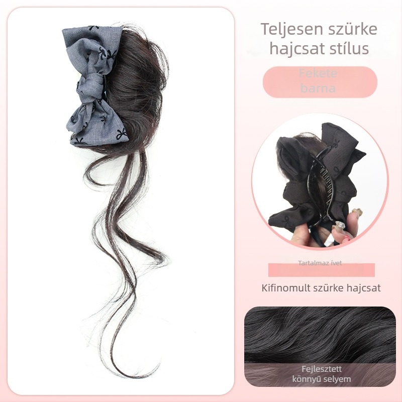 Póni farkú paróka – modell Bow tie gripper dragon whiskers, kézzel készített, hajanyag: fehérje szál / flange szál, megfelelő minden bőrtónushoz és arcformához