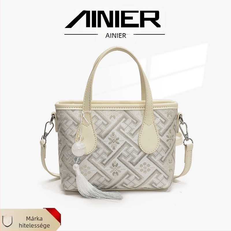 PU anyagú vödörtáska, városi egyszerű stílus, zipzáras nyitás, poliészter bélés