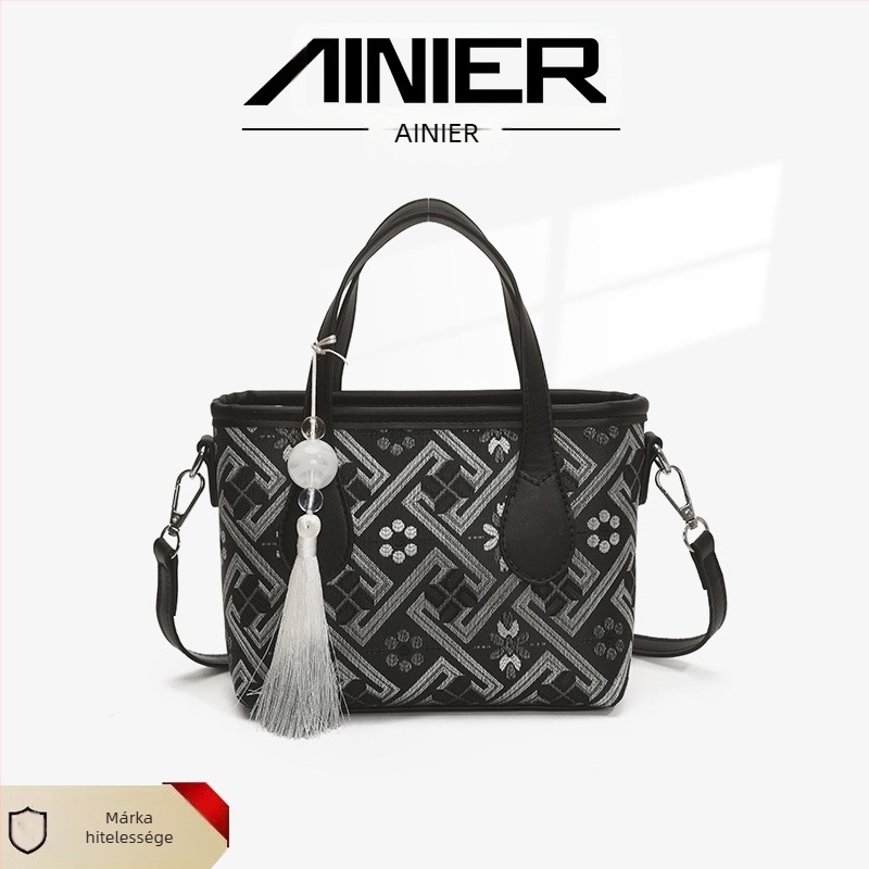 PU anyagú vödörtáska, városi egyszerű stílus, zipzáras nyitás, poliészter bélés