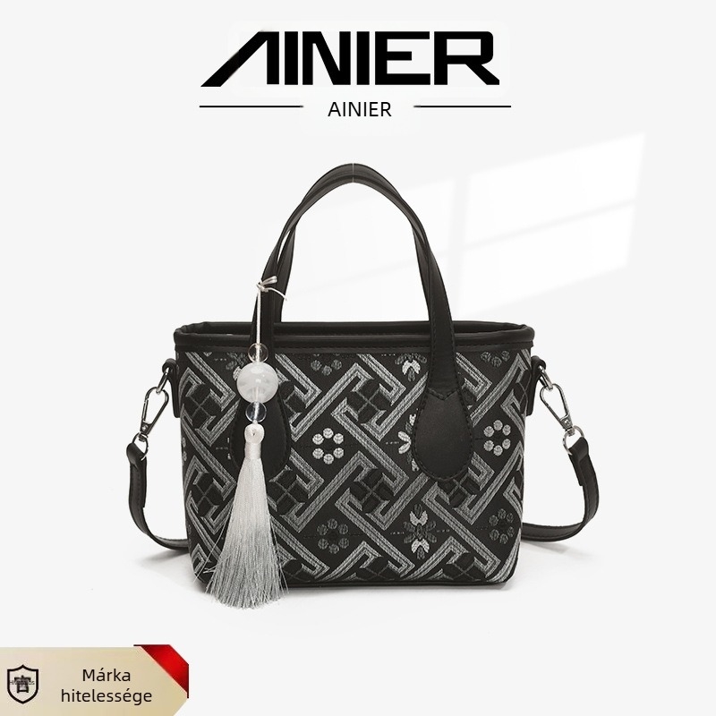 PU anyagú vödörtáska, városi egyszerű stílus, zipzáras nyitás, poliészter bélés