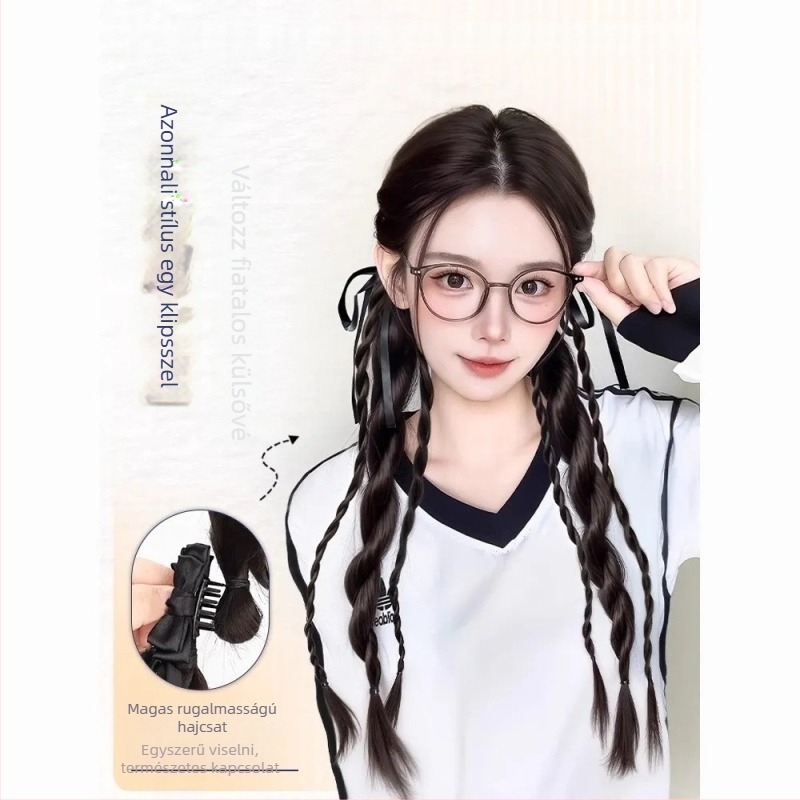 Lófarok paróka Bear Twist Braid Clip, kézzel készített, magas hőálló rostokból, nem festhető vagy dauerolható