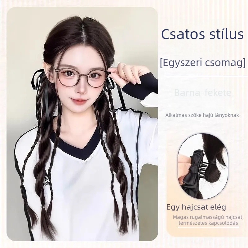 Lófarok paróka Bear Twist Braid Clip, kézzel készített, magas hőálló rostokból, nem festhető vagy dauerolható