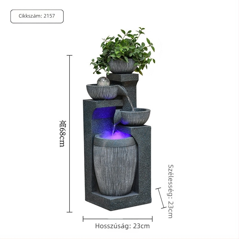 Gyantaanyagú folyamatos vízfolyású Feng Shui golyó dekoráció, álló vagy asztali kivitel, otthonra és irodába, kézzel készített, Qijotao márka, ideális esküvői ajándék