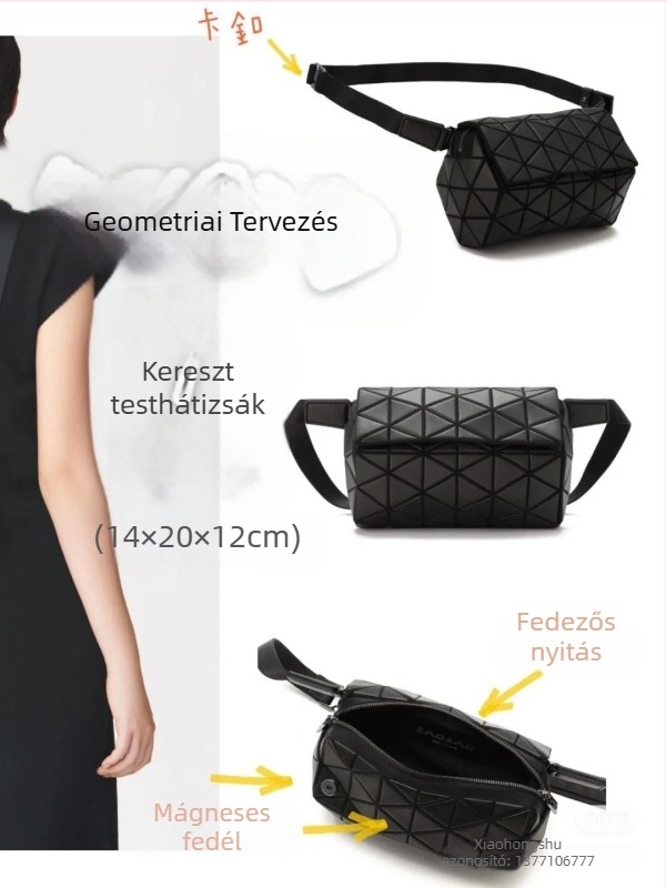 Kviltolt hordó alakú táska geometriális keresztező dizájnnal, férfi négyszögletes övtáska mindennapi utazásokhoz (PVC • 2025 tavasz • Szabadidős utazások)