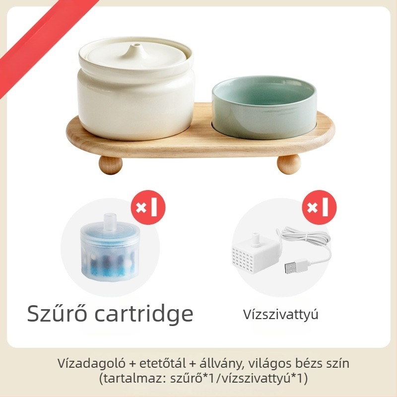 Kerámiás macska vízdispenser automata szűrővel, Star ceramics márka, kiegészítők háziállatok számára